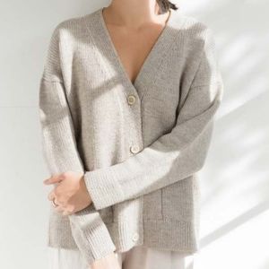 First Rite Wool Cardigan Fog Gray Large Andean Highland Wool